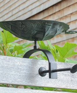 Achla Aspen Leaf Bird Bath With Over Rail Bracket