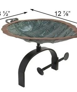 Achla Aspen Leaf Bird Bath With Over Rail Bracket