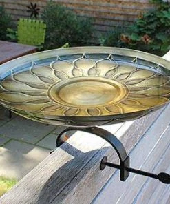 Achla African Daisy Bird Bath With Over Rail Bracket