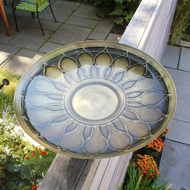 BirdHousesAndBaths Sales 5 Achla African Daisy Bird Bath With Over Rail Bracket