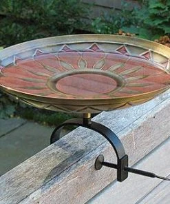 Achla Red African Daisy Bird Bath With Over Rail Bracket