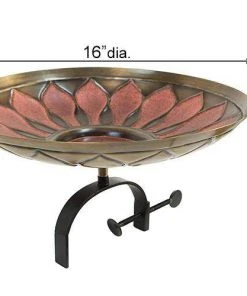 Achla Red African Daisy Bird Bath With Over Rail Bracket