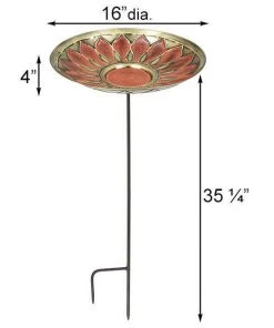 Achla Standing Bird Baths Red African Daisy Bird Bath With Stake