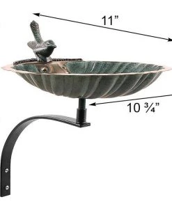 Achla Scalloped Shell Bird Bath With Wall Bracket