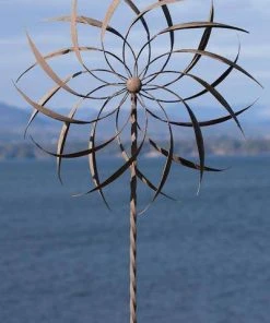 Ancient Graffiti Kinetic Pinwheel Brown 76" Spinner Lawn & Garden