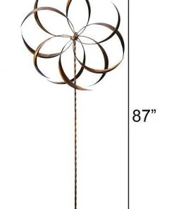 Ancient Graffiti Lawn & Garden Kinetic Copper Colored Large Dual Feather 87" Spinner