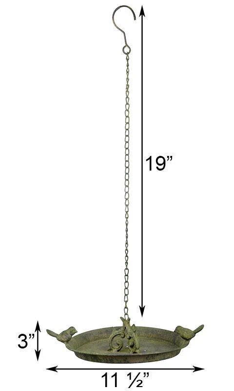 Esschert Design Aged Metal Hanging Bird Bath With Two Birds 4 Esschert Design Aged Metal Hanging Bird Bath With Two Birds