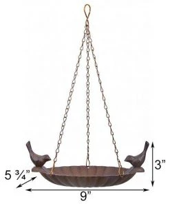 Esschert Design Petite Hanging Bird Bath With Bird Accents