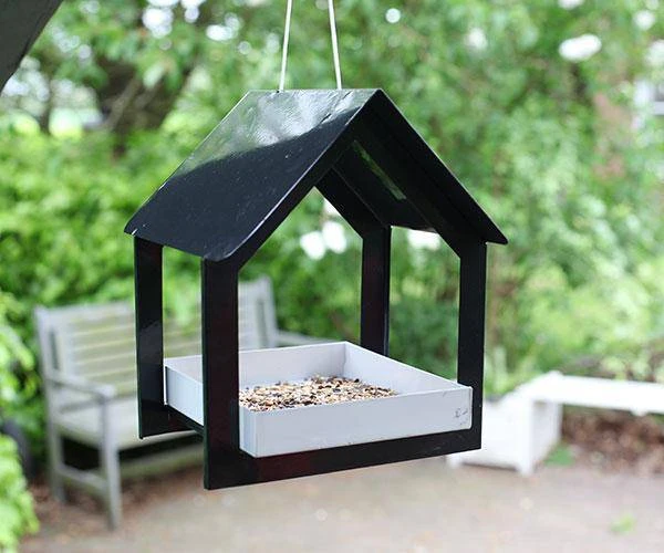 Esschert Design Hanging Fly Through Black & Gray Bird Feeder Hanging Feeders 4 Esschert Design Hanging Fly Through Black & Gray Bird Feeder Hanging Feeders