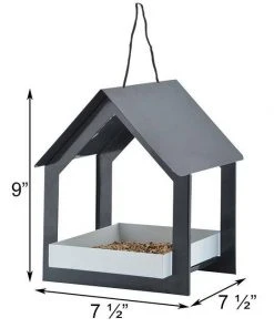 Esschert Design Hanging Fly Through Black & Gray Bird Feeder Hanging Feeders 7 Esschert Design Hanging Fly Through Black & Gray Bird Feeder Hanging Feeders