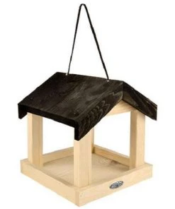 Esschert Design Hanging Feeders Wooden Fly Through Hanging Platform Feeder