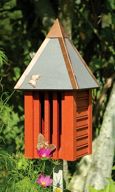 Heartwood Flutterbye Butterfly House & Pole, Redwood Butterflies 3 Heartwood Flutterbye Butterfly House & Pole, Redwood Butterflies