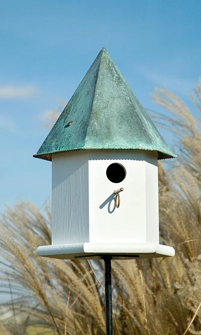 Post / Pole Mounted Houses Heartwood Copper Songbird Deluxe Bird House With Verdigris Roof 3 Post / Pole Mounted Houses Heartwood Copper Songbird Deluxe Bird House With Verdigris Roof