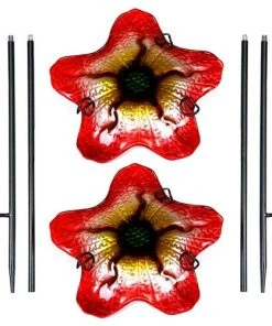 Nestera Summer Burst Glass Bird Baths With Stakes, Pack Of 2 Standing Bird Baths