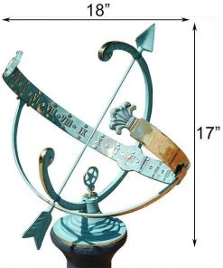 Rome Industries Armillary Brass Verdigris 18" Sundial With Star