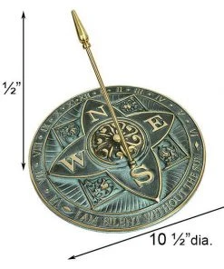Rome Industries Rosette Brass Verdigris 10.5" Sundial Lawn & Garden