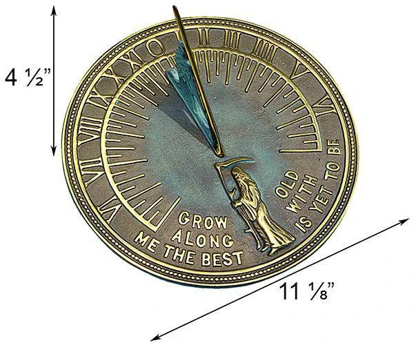 Rome Industries Father Time Brass Verdigris 11.125" Sundial 4 Rome Industries Father Time Brass Verdigris 11.125" Sundial