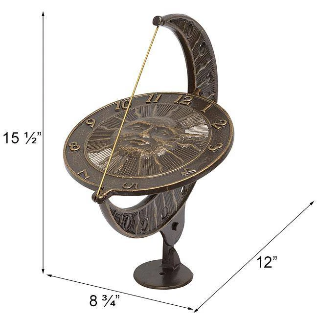 Whitehall Products Sun And Moon French Bronze 12" Aluminum Sundial Lawn & Garden 4 Whitehall Products Sun And Moon French Bronze 12" Aluminum Sundial Lawn & Garden