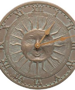Whitehall Products Sunface Copper Verdi 12" Clock Lawn & Garden