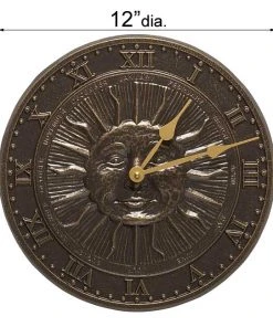 Whitehall Products Sunface French Bronze 12" Clock Lawn & Garden