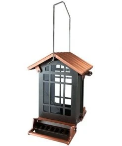 Woodlink Audubon Copper Colored Top Chateau Squirrel Resistant Bird Feeder Hanging Feeders