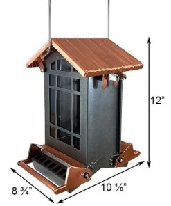 Woodlink Audubon Copper Colored Top Chateau Squirrel Resistant Bird Feeder Hanging Feeders