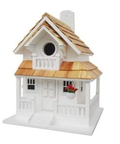 Home Bazaar Backyard Cottage White Bird House Decorative Houses