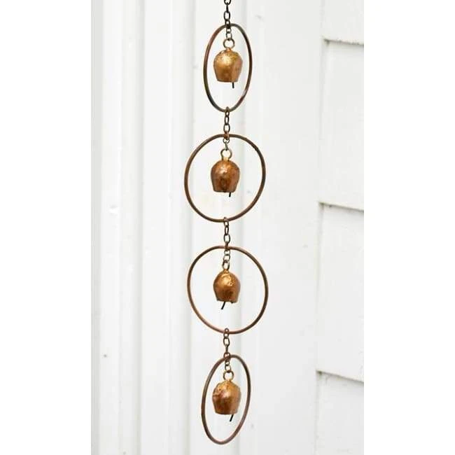 Ancient Graffiti Lawn & Garden Bell Rain Chain, Copper 3 Ancient Graffiti Lawn & Garden Bell Rain Chain, Copper