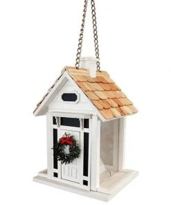Home Bazaar Hanging Feeders Bellport Cottage Holiday White Bird Feeder