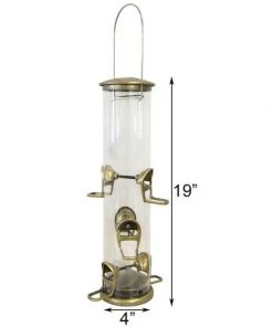 Aspects Big Tube Antique Brass Wild Bird Feeder Hanging Feeders