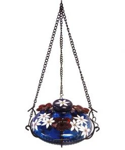 Parasol Hummingbird Feeders Bloom Botanica Hummingbird Feeder With Perch, Blue