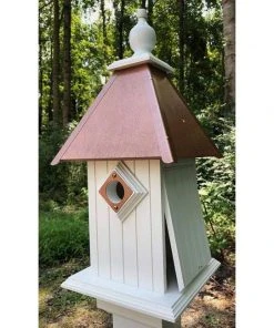 A Wing And A Prayer Cathedral Bird House With Hammered Copper Colored Metal Roof Decorative Houses