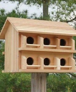 Heath Mfg Post / Pole Mounted Houses Cedar Purple Martin House W/ Round Entrance Holes