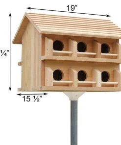Heath Mfg Post / Pole Mounted Houses Cedar Purple Martin House W/ Round Entrance Holes