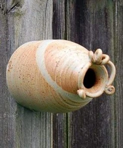 Anthony Stoneware Post / Pole Mounted Houses Ceramic Bottle Butternut Bird House
