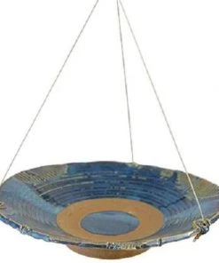 Anthony Stoneware Ceramic French Blue Medium Bird Bath Hanging Bird Baths