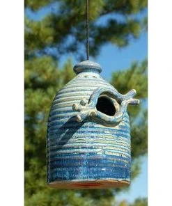 Anthony Stoneware Ceramic French Blue Medium Bird House