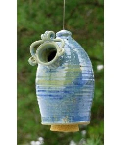 Anthony Stoneware Hanging Houses Ceramic Hanging French Blue Bluebird House