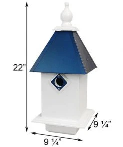 A Wing And A Prayer Decorative Houses Classic Bluebird House With Cobolt Blue Roof