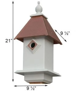 A Wing And A Prayer Classic Bluebird House With Hammered Copper Colored Metal Roof Decorative Houses