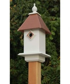 A Wing And A Prayer Classic Bluebird House With Hammered Copper Colored Metal Roof Decorative Houses