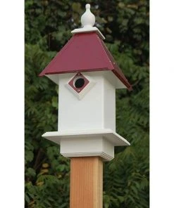 A Wing And A Prayer Decorative Houses Classic Bluebird House With Merlot Red Roof