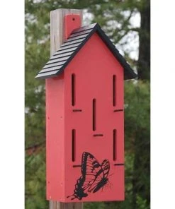 BestNest Butterflies Classic Butterfly House With Perches, Red