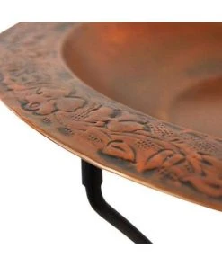 Ancient Graffiti Copper Plated Steel Bird Bath And Stand Standing Bird Baths
