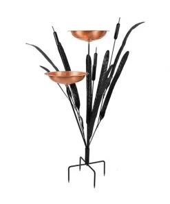 Achla Standing Bird Baths Copper Double Cattail Bird Bath