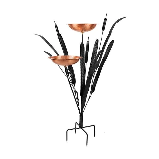 Achla Standing Bird Baths Copper Double Cattail Bird Bath 3 Achla Standing Bird Baths Copper Double Cattail Bird Bath