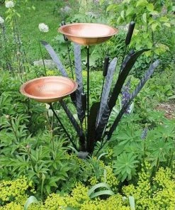 Achla Standing Bird Baths Copper Double Cattail Bird Bath 7 Achla Standing Bird Baths Copper Double Cattail Bird Bath
