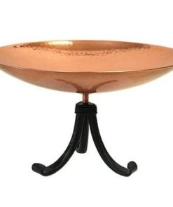 Achla Ground Bird Baths Copper Plated Metal Bird Bath With Tripod Stand