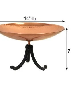 Achla Ground Bird Baths Copper Plated Metal Bird Bath With Tripod Stand