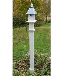 New England Arbors Decorative 5' White Mounting Post Bird House Accessories